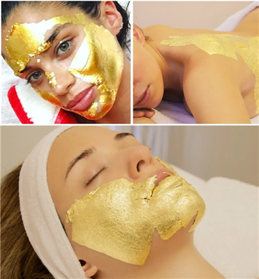 Papel de hoja de oro, es un buen producto para el cuidado de la piel, proyect...